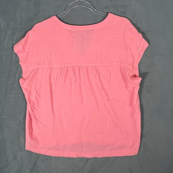 ❊SPLENDID❊ Coral Pink Soft linen Blend Tee V Neck Cap Sleeve L - Picture 5 of 6